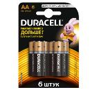 Батарейка DURACELL LR6-6BL BASIC Б0014859 Тип: AA (LR6) (Кол-во в уп. 6шт.)