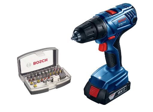 Изображение товара Аккумуляторная дрель BOSCH GSR 180-Li 18В с набором бит и кейсом профессиональный инструмент