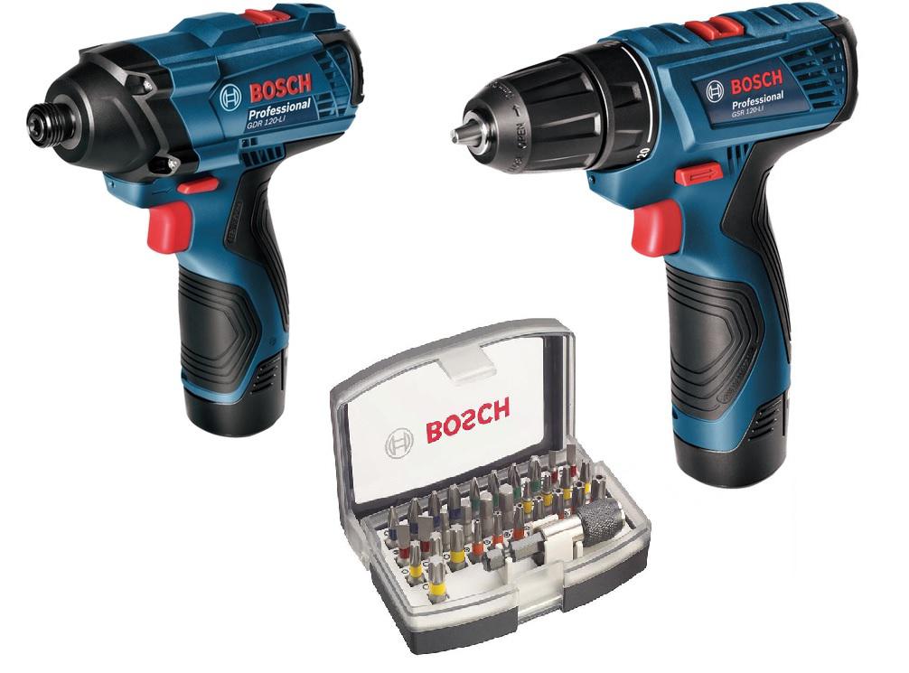 

Набор Bosch гайковерт gdr120-li + дрель gsr 120-li (0.601.9f0.002) + Набор бит