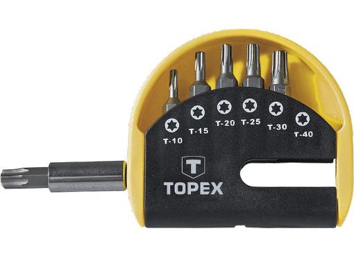 Изображение товара Набор сменных наконечников Torx TOPEX 7 шт с рукояткой и кейсом