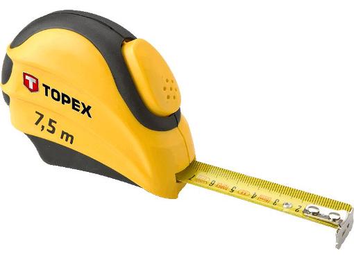 Изображение товара Рулетка TOPEX 27C387 стальная 7.5 м с автоматической блокировкой и лакировым покрытием