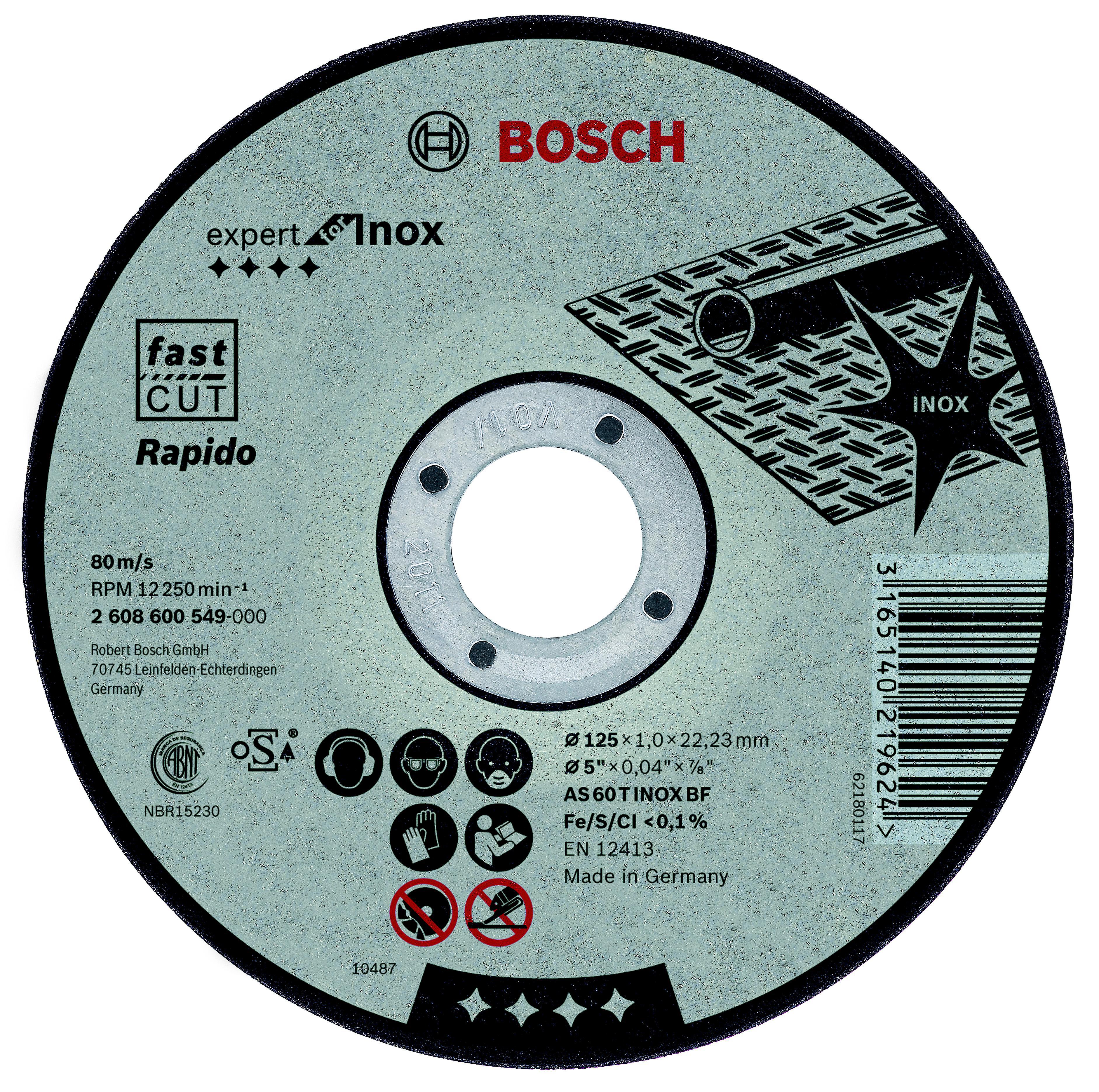 

Набор Bosch Круг отрезной expert for inox 125x1,0x22по нерж. (2.608.600.549), Круг отрезной expert for inox 125x1,0x22по нерж. (2.608.600.549)