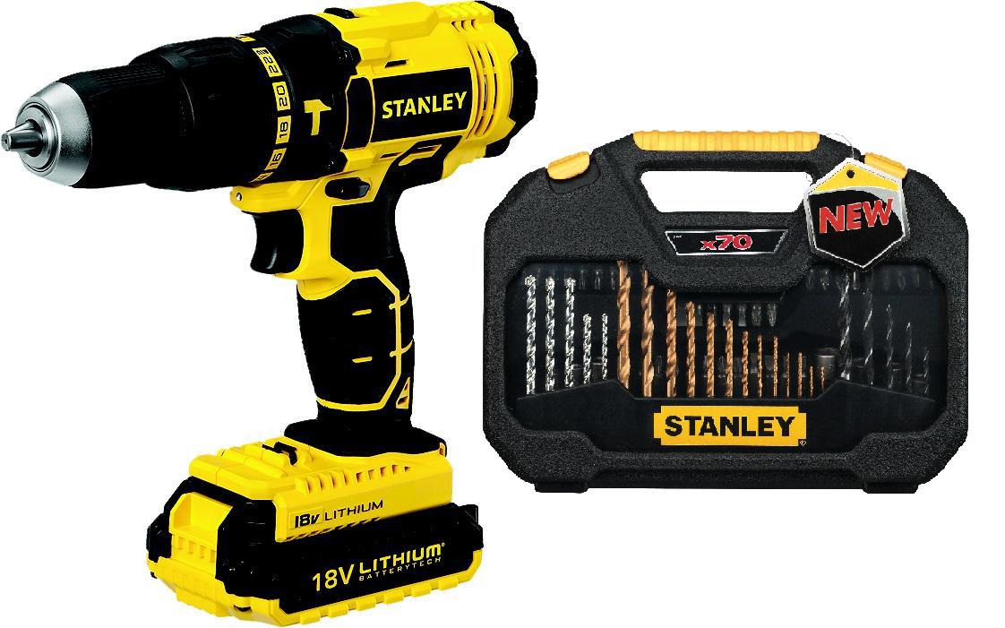 

Набор Stanley Дрель-шуруповерт sch201d2k-ru +Набор бит и сверл sta7184-xj