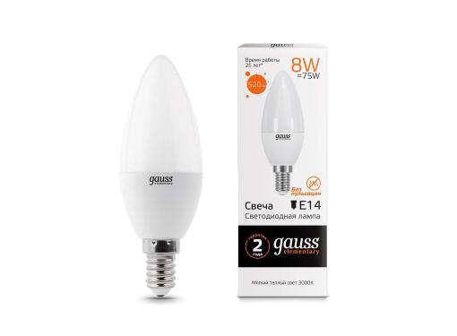   GAUSS LED Elementary Candle 8W E14 3000K (33118)