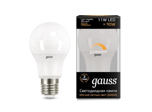 Изображение товара LED лампа GAUSS 102502111-D E27 11W 3000K диммируемая