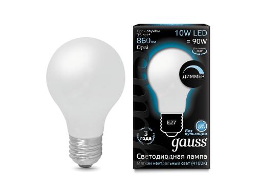 Изображение товара Светодиодная лампа GAUSS A60 10W 4100K диммируемая E27
