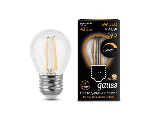   GAUSS LED Filament Globe dimmable E27 5W 2700K (105802105-D)