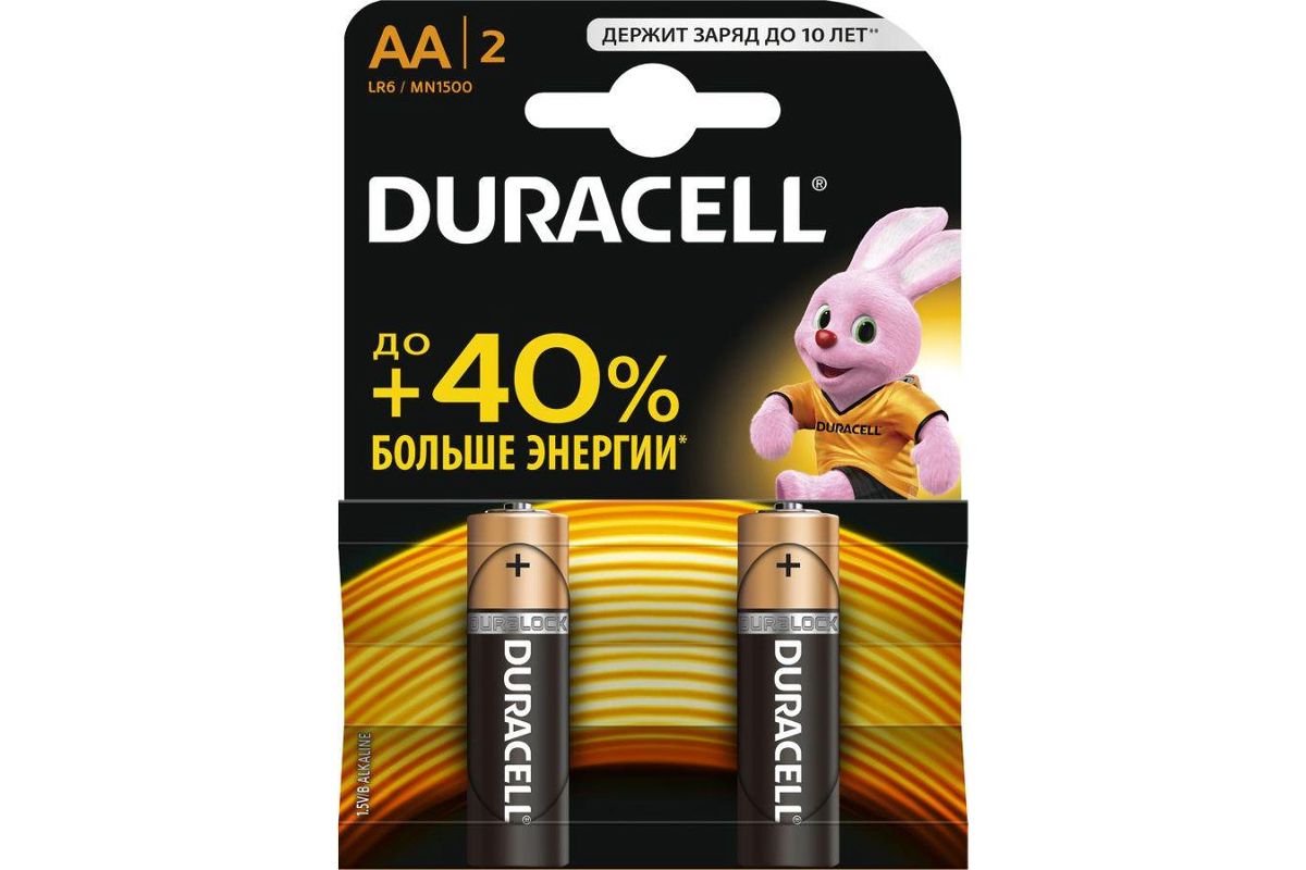 Батарейка DURACELL LR6-2BL BASIC CN Б0026814 Тип: AA (LR6) (Кол-во в уп.  2шт.) купить в Уфе по доступной цене: характеристики и фото