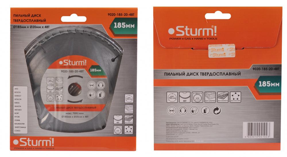фото Диск пильный твердосплавный sturm! ф185х20мм 48зуб. (9020-185-20-48t)