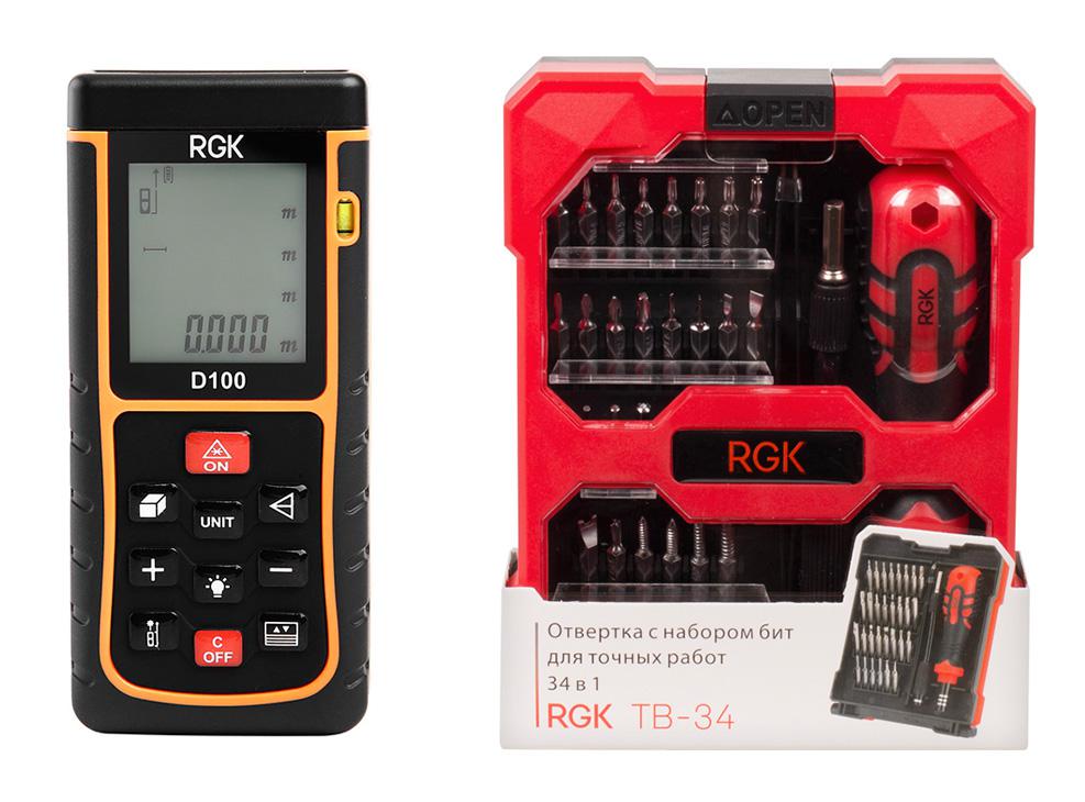 

Набор Rgk Дальномер d100 +Отвертка tb-34 (34 в 1)