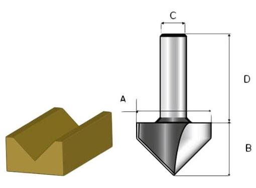 Изображение товара Фреза MAKITA D-10768 пазовая V-образная 19.05 мм 8 мм хвостовик 32 мм