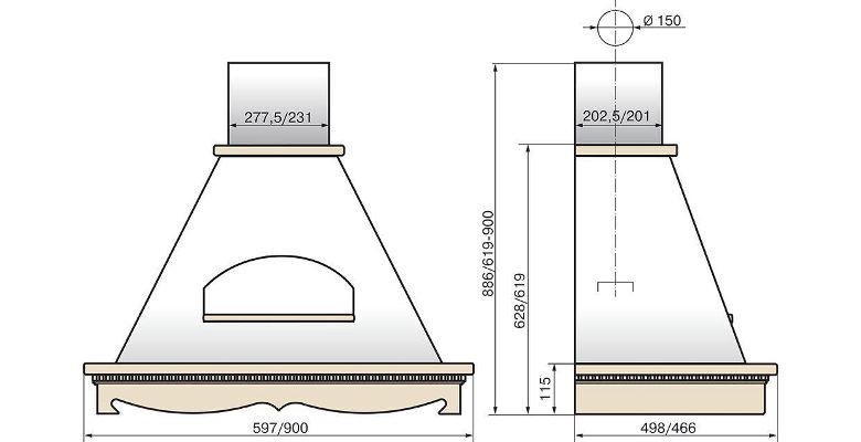 Вытяжка ELIKOR Бельведер 60П-650-П3Г беж/бук белый лак патина золото