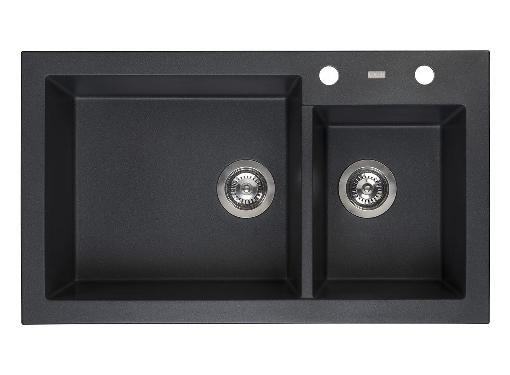 Изображение товара Мойка кухонная REGINOX Amsterdam 25 Black гранит двухчашечная врезная 860х500 мм