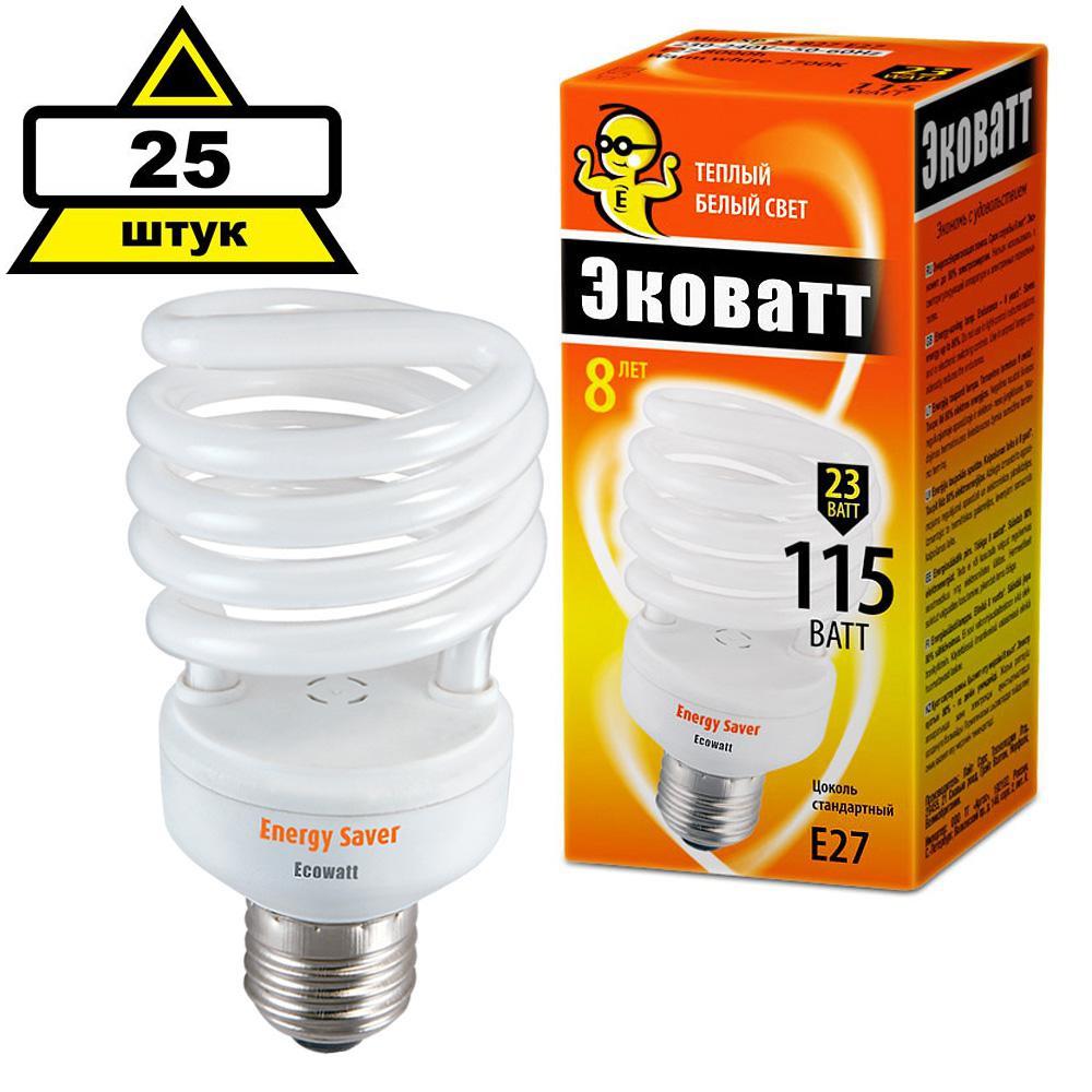 

Набор Ecowatt Лампа энергосберегающая mini sp 23w 827 e27 25шт, Лампа энергосберегающая mini sp 23w 827 e27 25шт