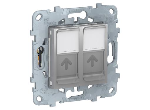 Изображение товара Розетка компьютерная SCHNEIDER ELECTRIC NU542430 двойная RJ45 категория 6 UTP алюминий