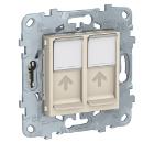 Изображение товара Розетка SCHNEIDER ELECTRIC NU542444 компьютерная RJ45 двойная категория 6 UTP бежевый