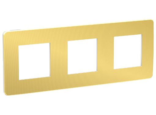 Изображение товара Рамка SCHNEIDER ELECTRIC NU280659 UNICA STUDIO 3-постовая бело-золотая