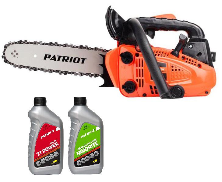 

Набор Patriot Бензопила pt2512 +Масло моторное бензиновое power active 2t +Масло для пильных цепей favorite bar&chain lube