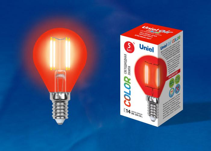 

Лампа Uniel Led-g45-5w/red/e14