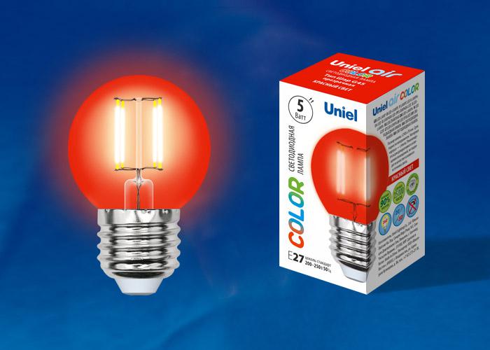 

Лампа Uniel Led-g45-5w/red/e27
