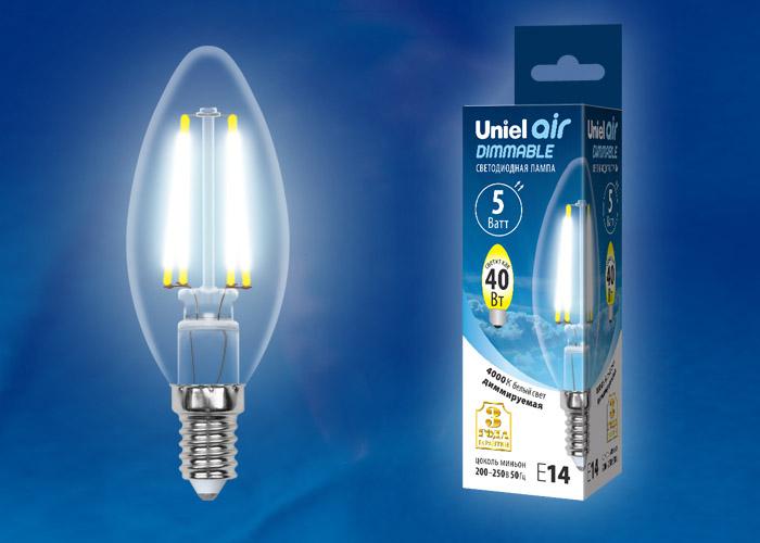 

Лампа Uniel Led-c35-5w/nw/e14/cl/dim