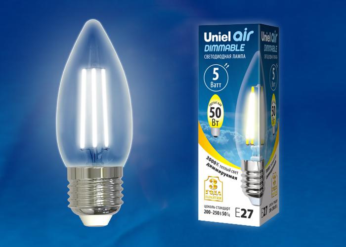 

Лампа Uniel Led-c35-5w/ww/e27/cl/dim