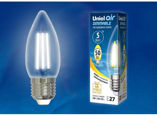   UNIEL LED-C35-5W/WW/E27/CL/DIM