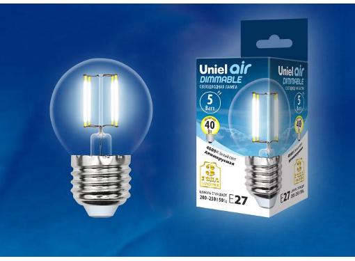   UNIEL LED-G45-5W/NW/E27/CL/DIM