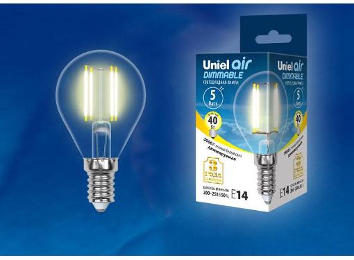   UNIEL LED-G45-5W/WW/E14/CL/DIM