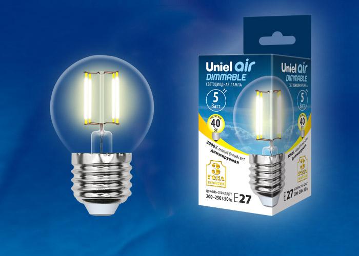 

Лампа Uniel Led-g45-5w/ww/e27/cl/dim, Led-g45-5w/ww/e27/cl/dim