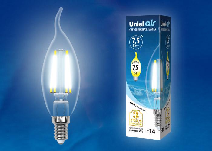 

Лампа Uniel Led-cw35-7,5w/nw/e14/cl