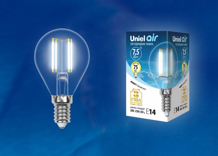 

Лампа Uniel Led-g45-7,5w/nw/e14/cl