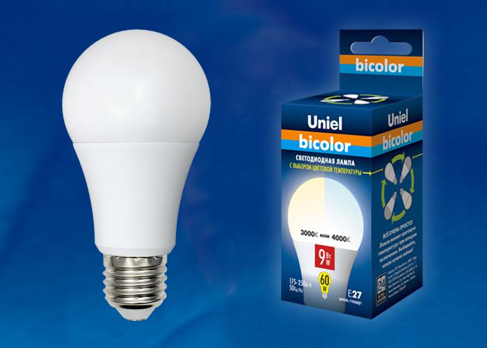 

Лампа Uniel Led-a60-9w/ww+nw/e27/fr