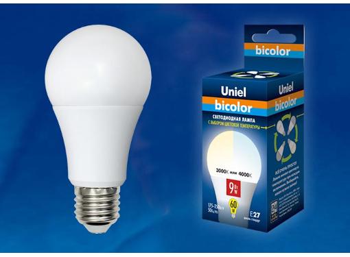 Изображение товара Лампа светодиодная UNIEL LED-A60-9W/WW+NW/E27/FR
