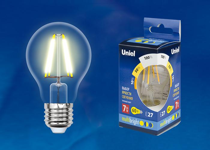 

Лампа Uniel Led-a60-7w/ww/e27/cl/mb