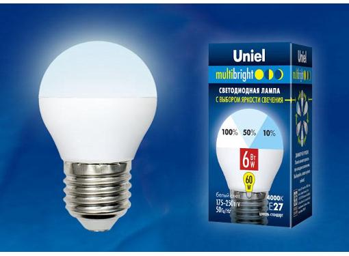   UNIEL LED-G45-6W/NW/E27/FR/MB