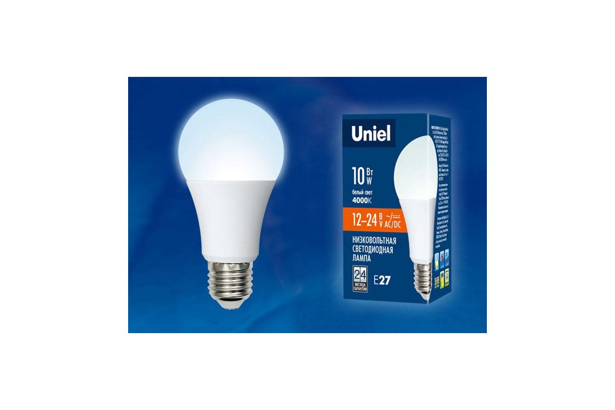 Лампа светодиодная Uniel LED-A60-10W/NW/E27/FR/12-24V - цена, фото - купить  в Москве, СПб и РФ