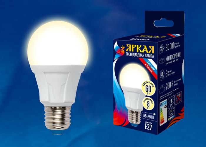 

Лампа Uniel Led-a60 8w/ww/e27/fr, Led-a60 8w/ww/e27/fr