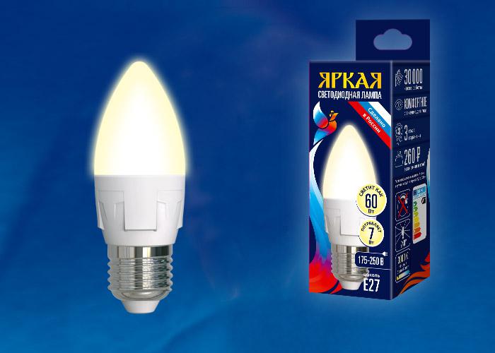 

Лампа Uniel Led-c37 7w/ww/e27/fr