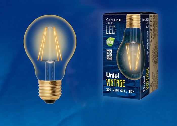

Лампа Uniel Led-a60-6w/golden/e27