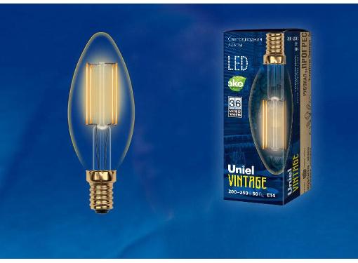 Изображение товара Светодиодная лампа UNIEL LED-C35-5W/GOLDEN/E14 теплая ретро стиль золотистая