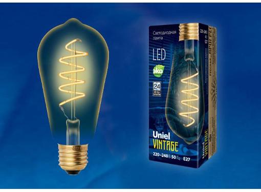 Изображение товара Светодиодная лампа UNIEL LED-ST64-4W/GOLDEN/E27/CW винтажная золотистая 60 мм