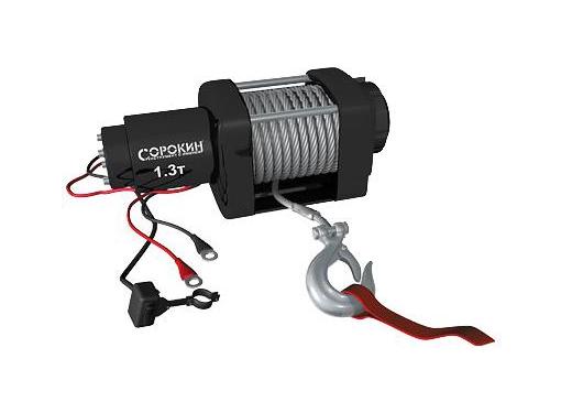 Изображение товара Электролебедка СОРОКИН 4.913 для ATV 1.3 тонны 12 В стальной трос
