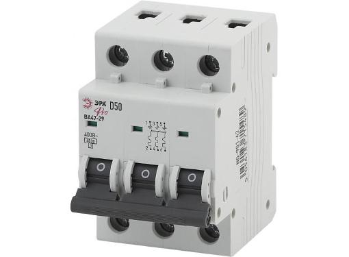 Изображение товара Автомат ЭРА Pro NO-901-42 3Ф, 50А, IP 20, D-кривая, 4500 А отключающая способность