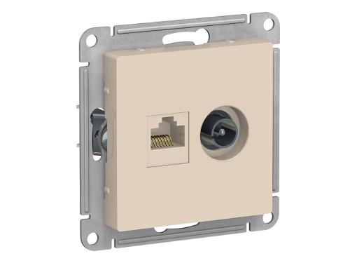 Изображение товара Механизм розетки SCHNEIDER ELECTRIC ATN000289 для RJ45 и ТВ, бежевый