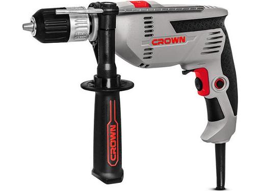 Изображение товара Дрель ударная CROWN CT10129C 750Вт с реверсом и подсветкой, комплект из набора сверл и бит