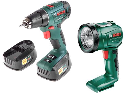 Изображение товара Набор BOSCH Дрель-шуруповерт PSR 1800 LI-2 и фонарь BOSCH