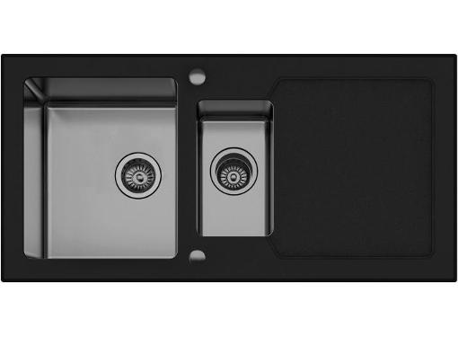 Изображение товара Кухонная мойка SEAMAN Eco Glass SMG-1000B из нержавеющей стали с двумя чашами