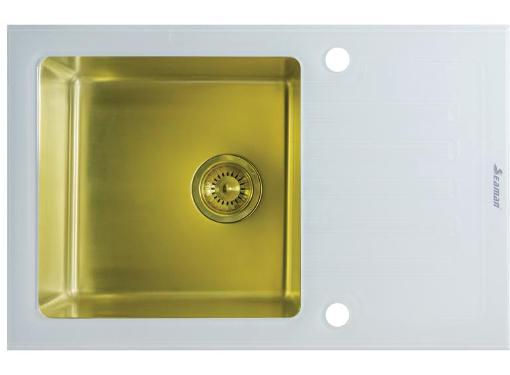 Изображение товара Мойка кухонная SEAMAN Eco Glass SMG-780W Gold (PVD) (SMG-780W-Gold.B)