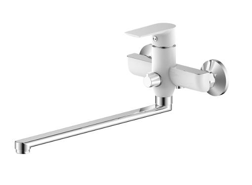 Изображение товара Смеситель для ванны и душа ZENTA Z2502W с изливом 322 мм, хром/белый